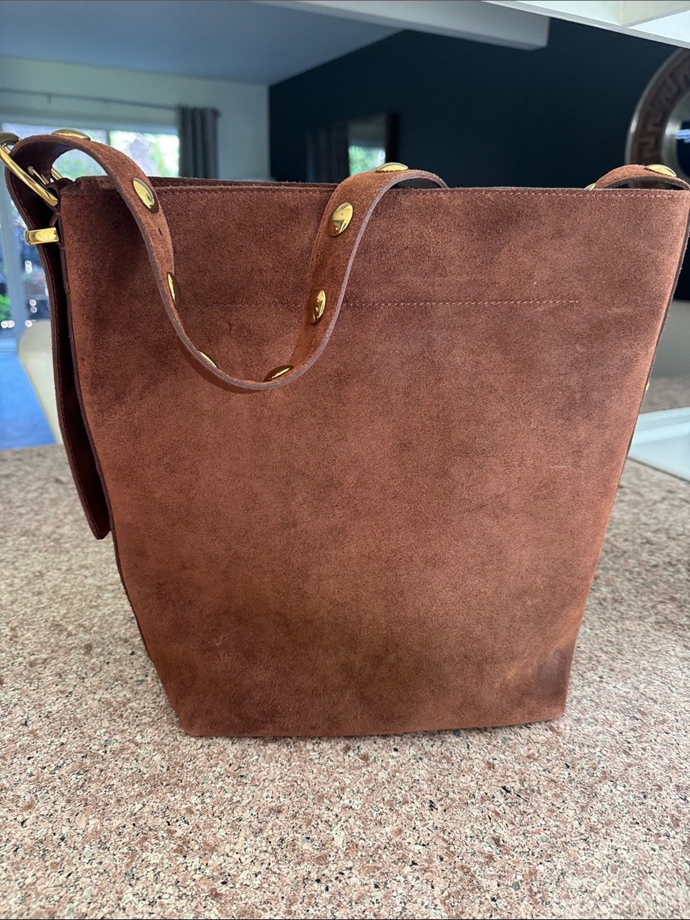 Madewell Brown Suede Studded Shoulder Bag